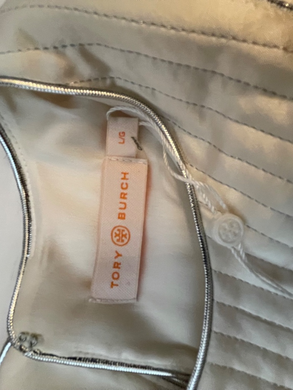 NWT!!! TORY BURCH Mushroom Lurex Satin Gown - Picture 4 of 11